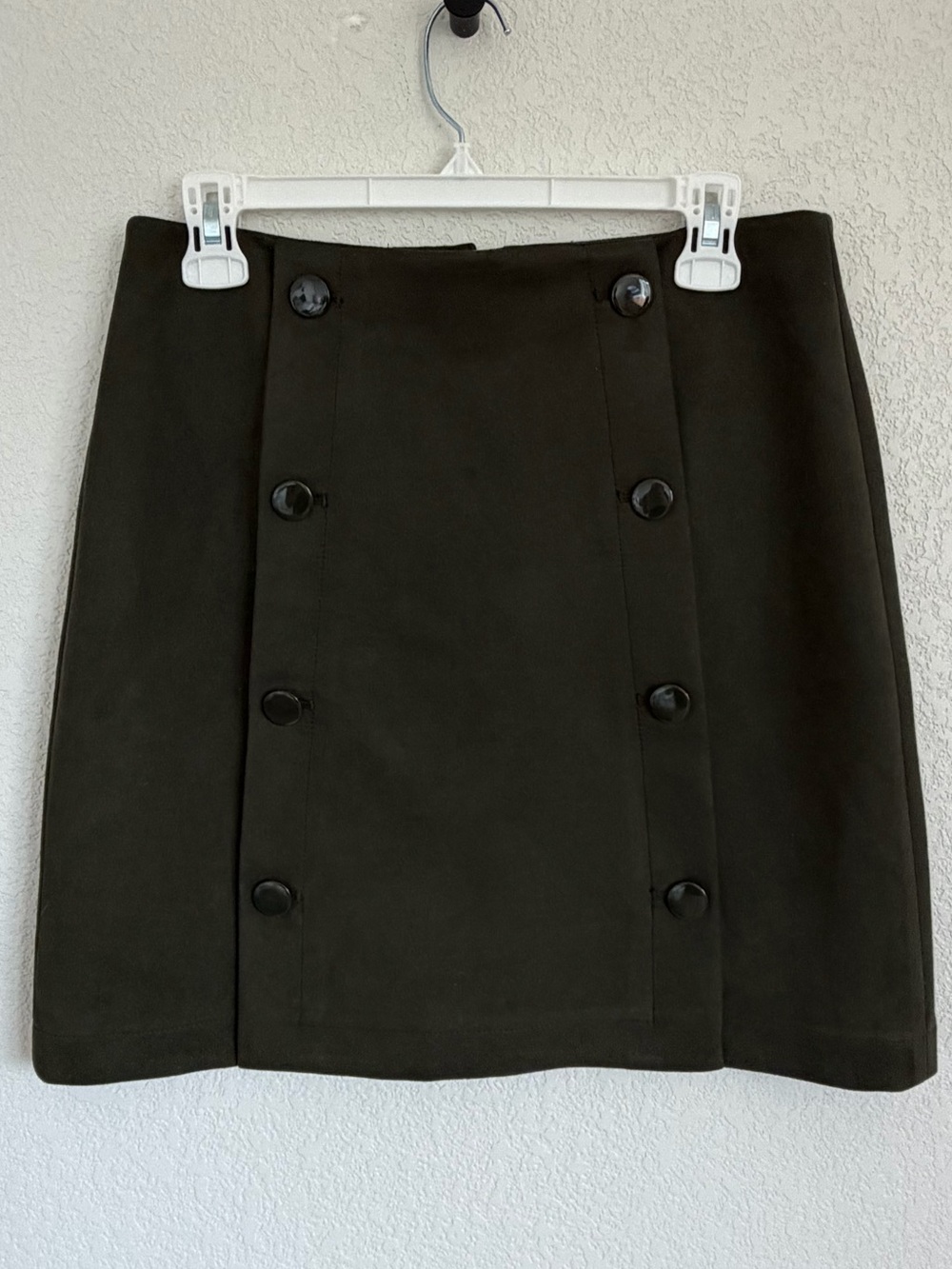 LOFT Dark Olive Double-Button A-line Skirt